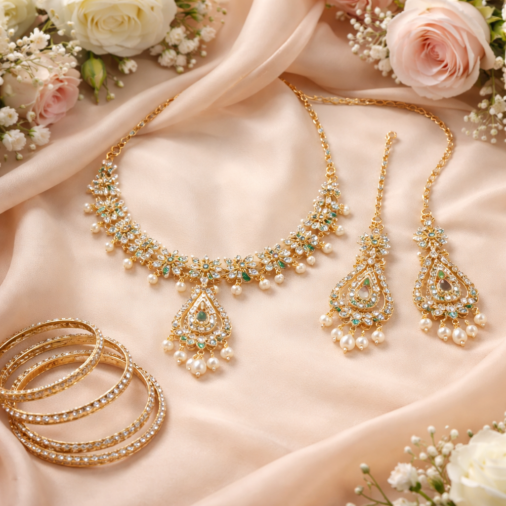 lightweight jewelry for long events look for Pakistani wedding guest