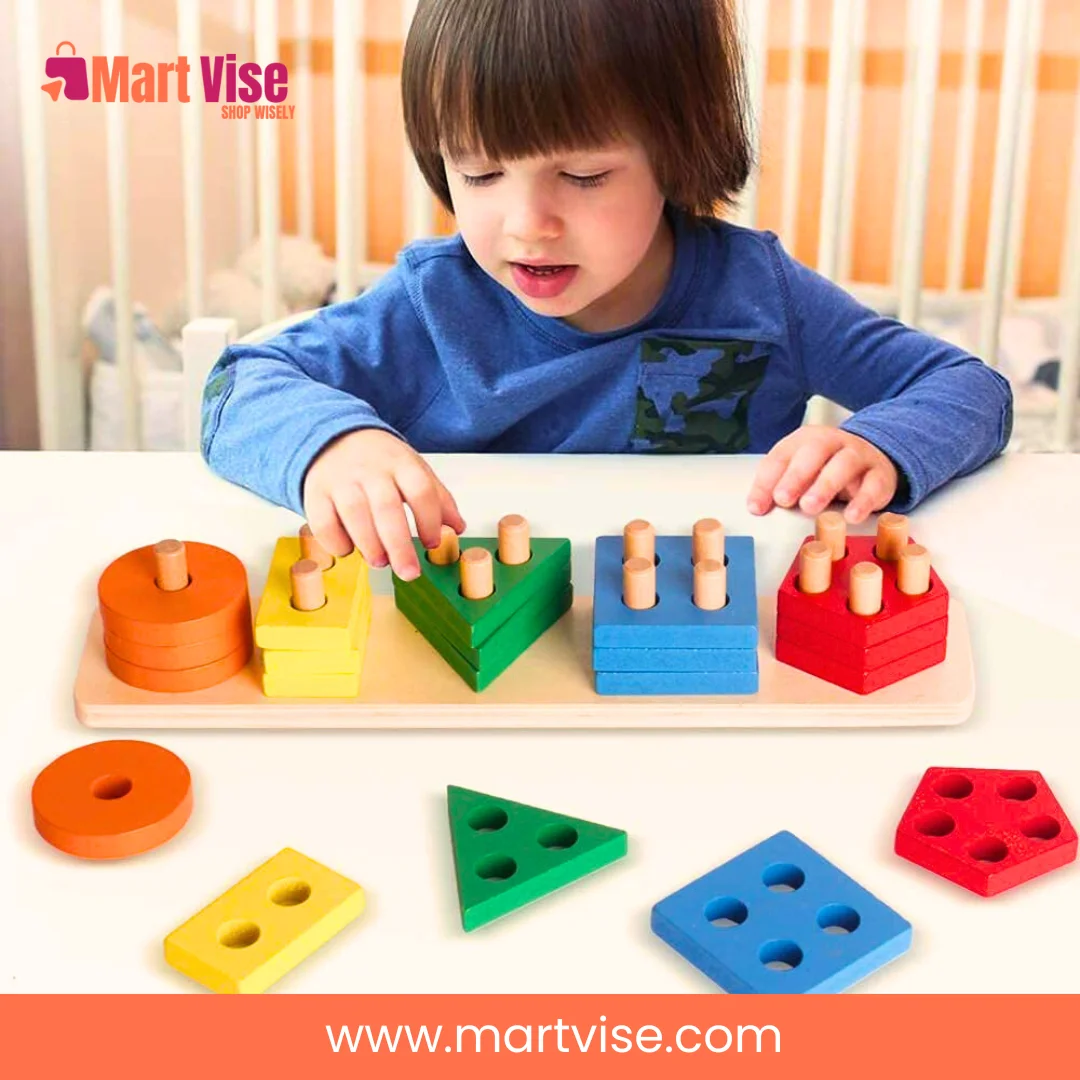 5 in 1 Wooden Shape Sorter – Montessori Inspired Educational Toy