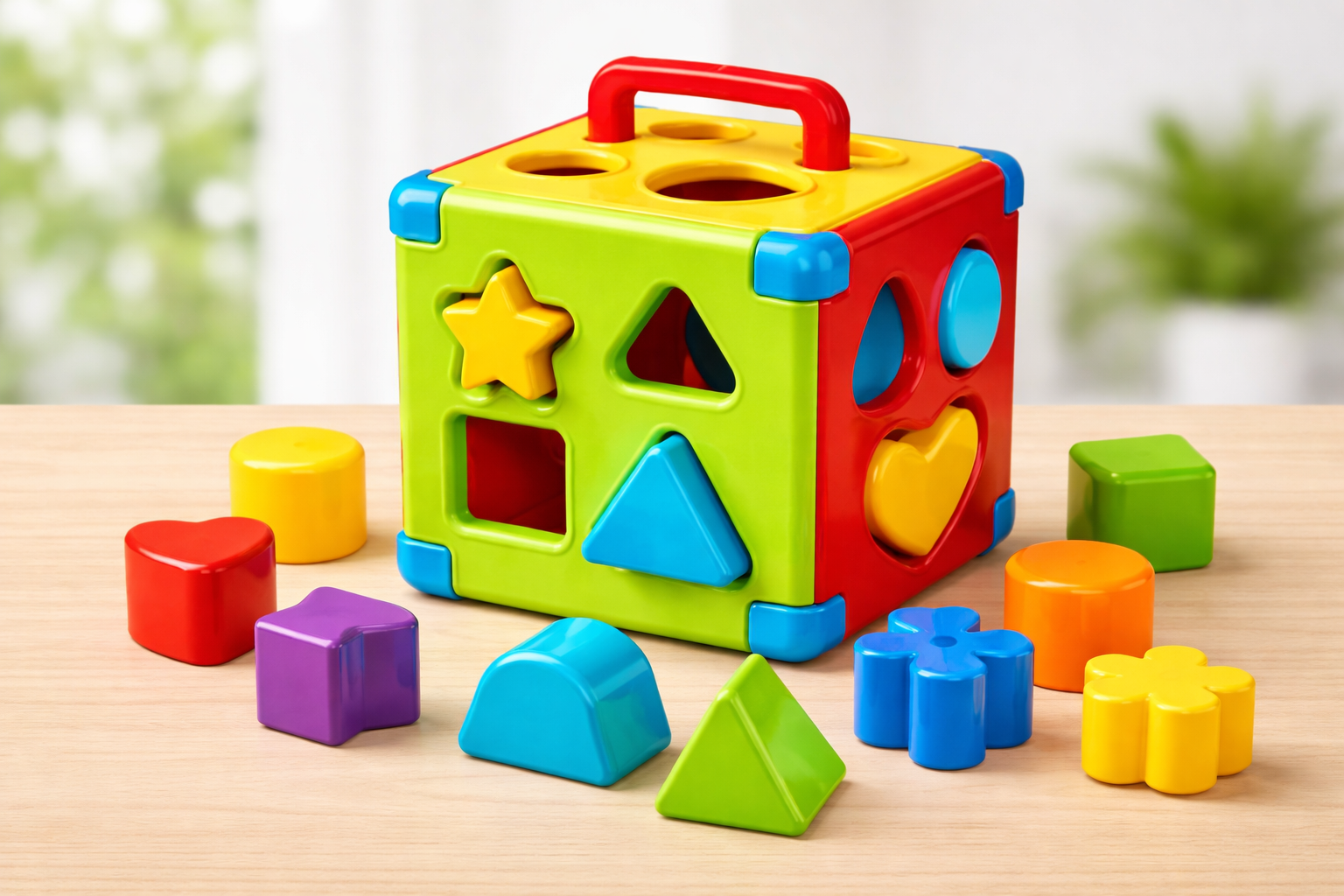 Parent-Child Interactive Toys for Early Learning with wooden shape sorter