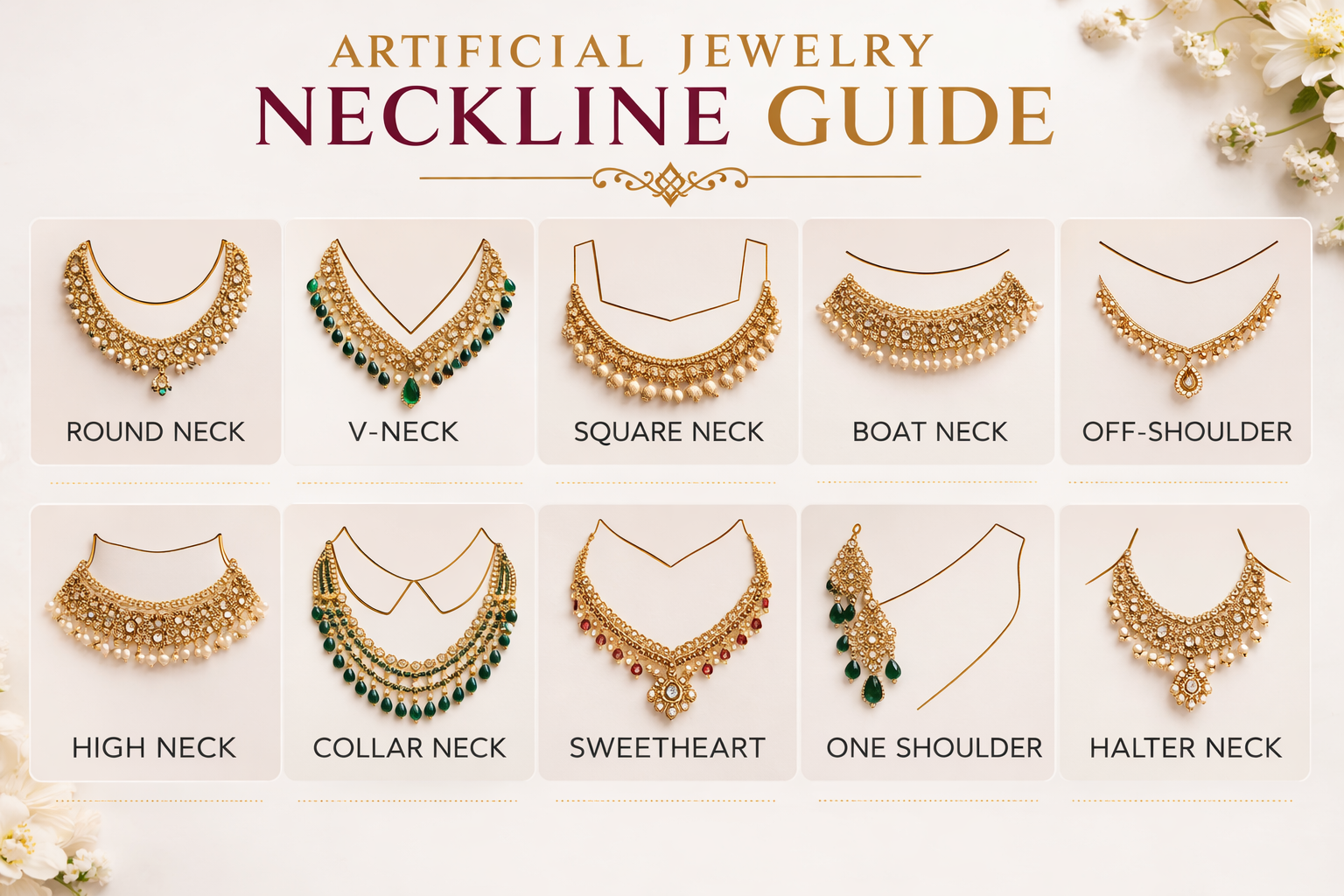 How to style artificial jewelry with Eastern dresses by neckline