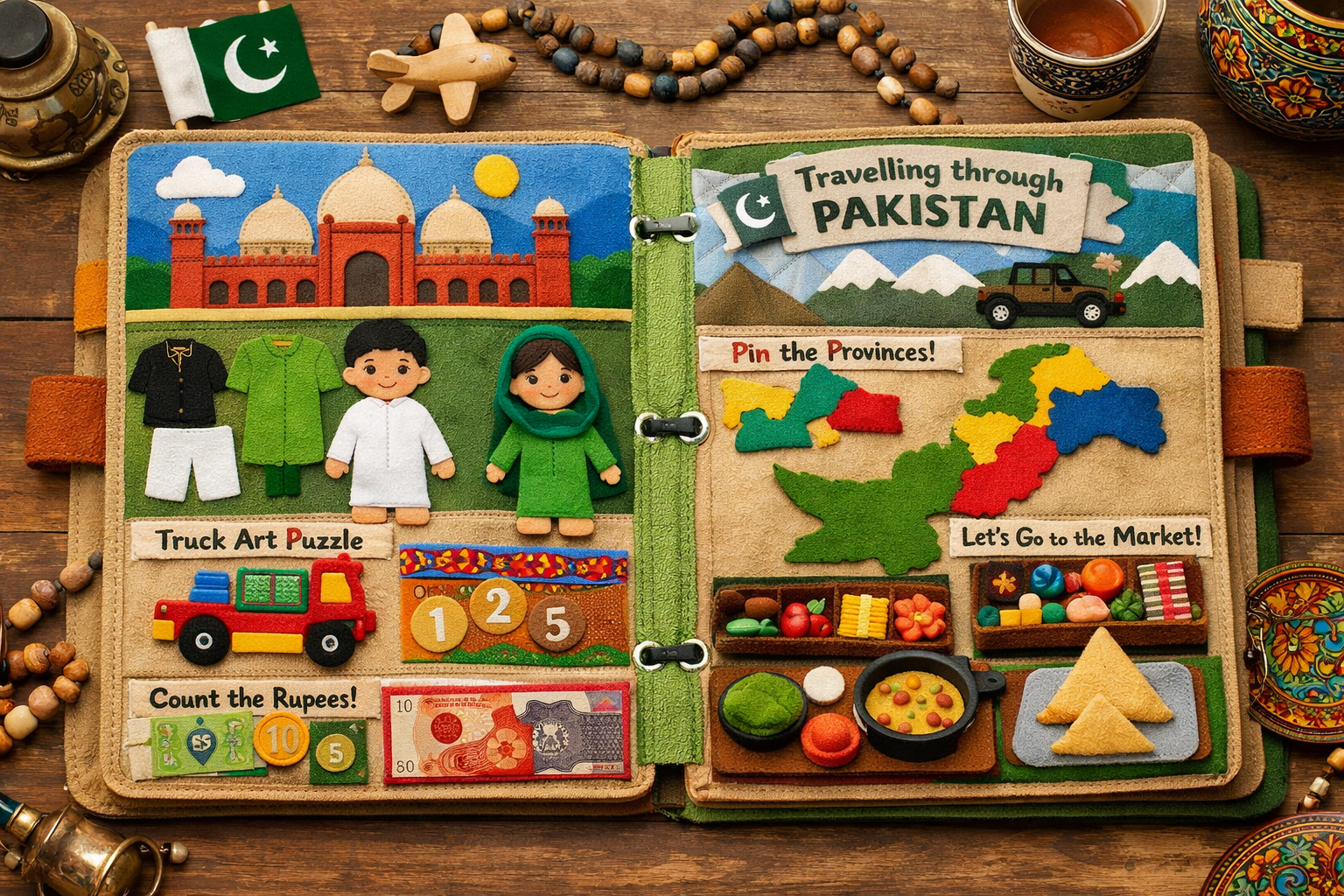 travel kit with screen-free toys for Pakistani kids