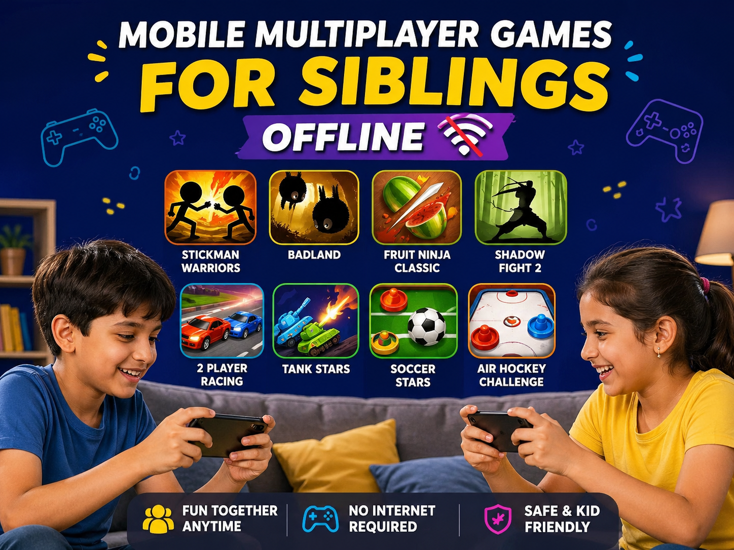 Multiplayer Games for Siblings on mobile offline during load-shedding