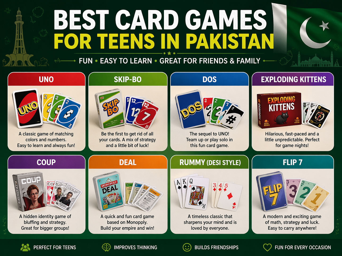 “age-wise card games buying guide for teens in Pakistan”
