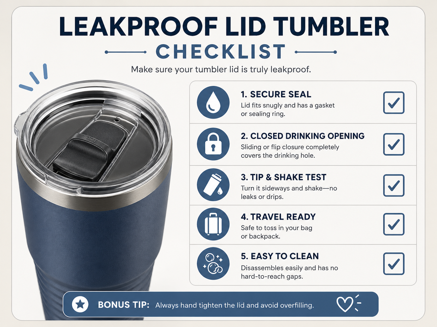 Leakproof lid checklist for tumblers in Pakistan 2026