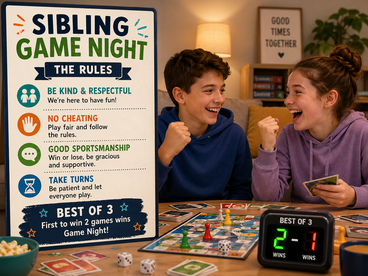 Multiplayer Games for Siblings house rules with timer and best-of-3