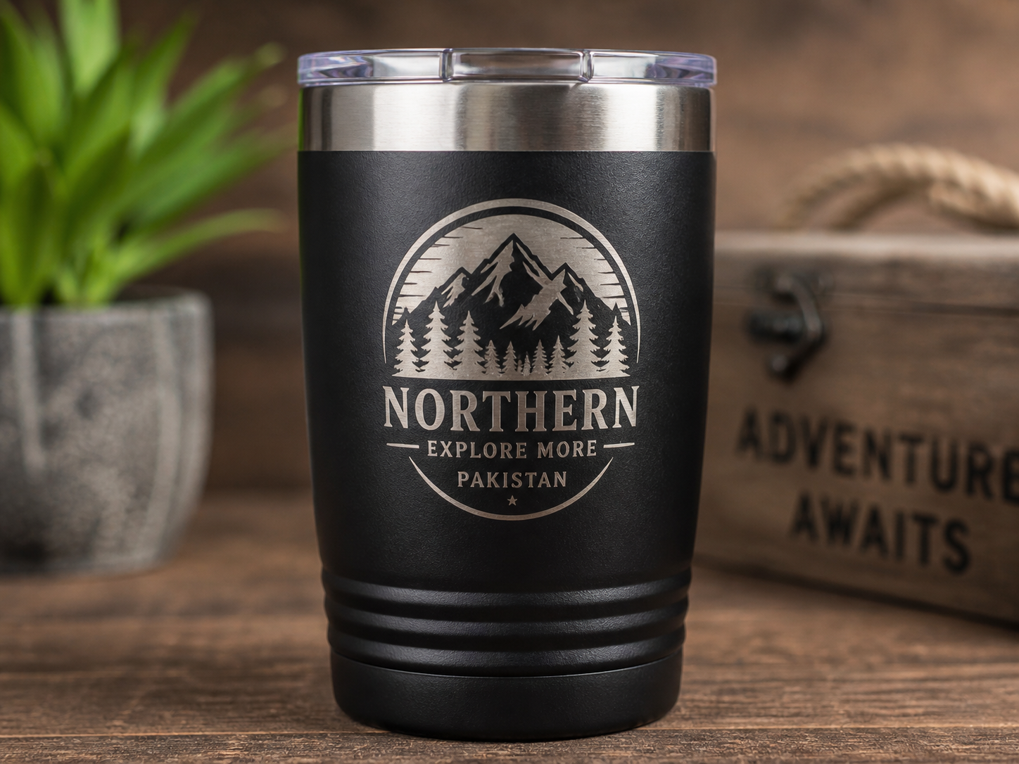 Laser engraved logo on personalized tumbler in Pakistan