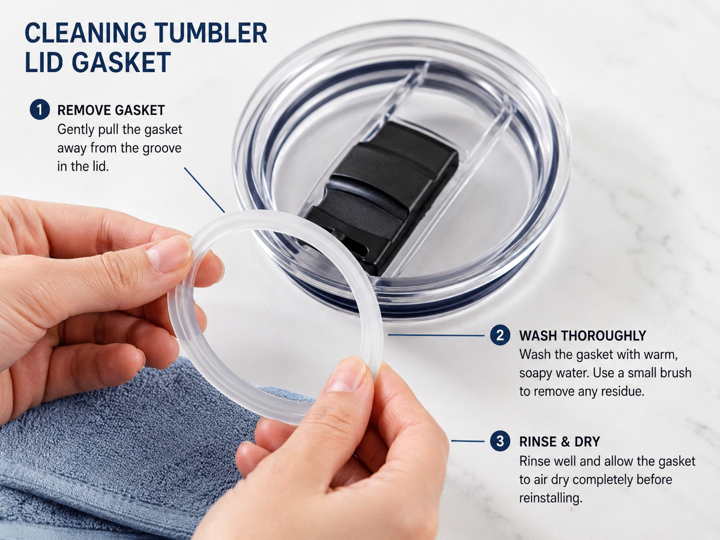 tumbler cleaning brushes cleaning lid gasket and threads