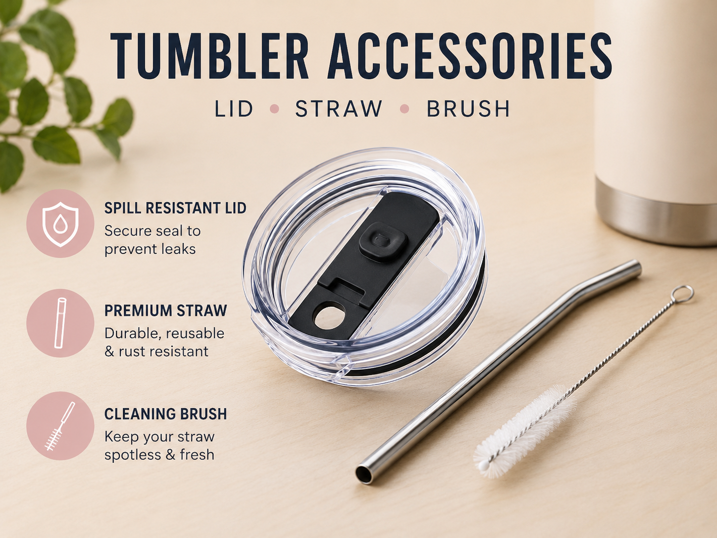 tumbler gift bundles accessories straw lid cleaning brush
