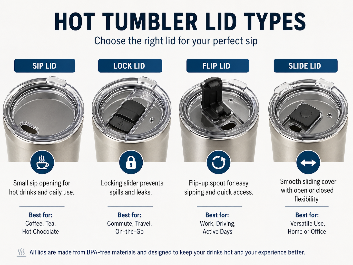 Hot vs Cold Tumblers lid types for leakproof sipping