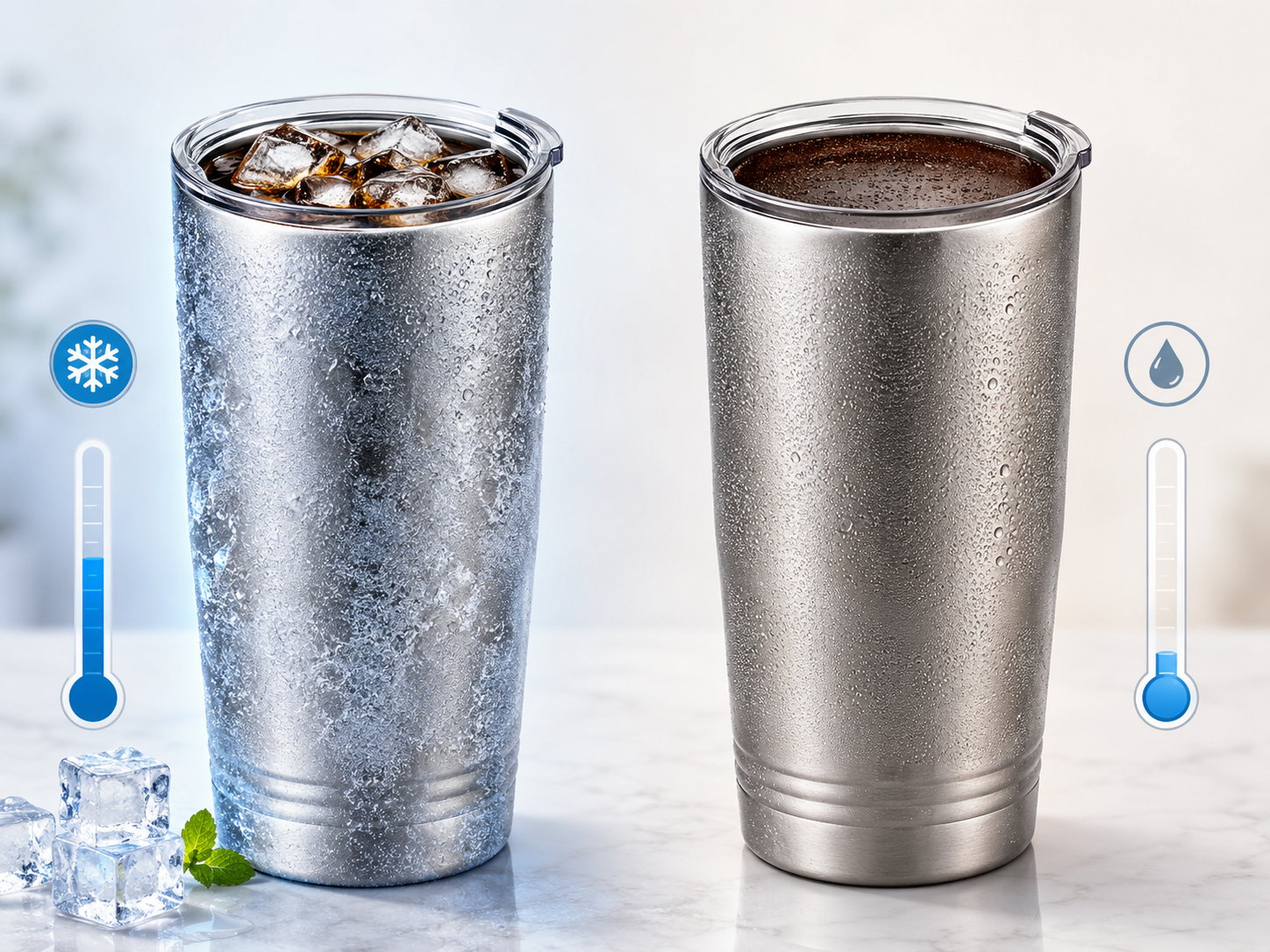 how long tumblers keep drinks cold with ice