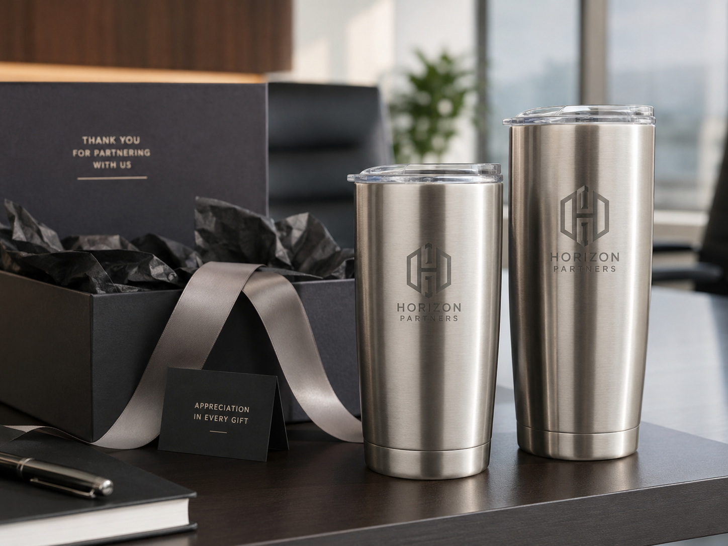 Tumblers as corporate & personal gifts with engraved logo for office clients