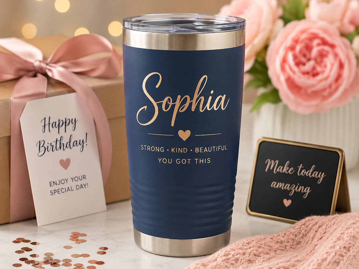 Tumblers as corporate & personal gifts personalized with name for birthday