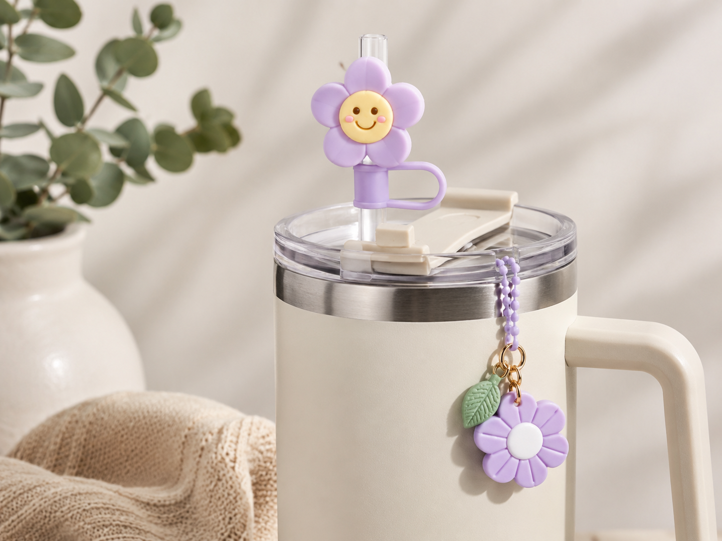 straw topper and charm for cute aesthetic tumbler add-ons trend