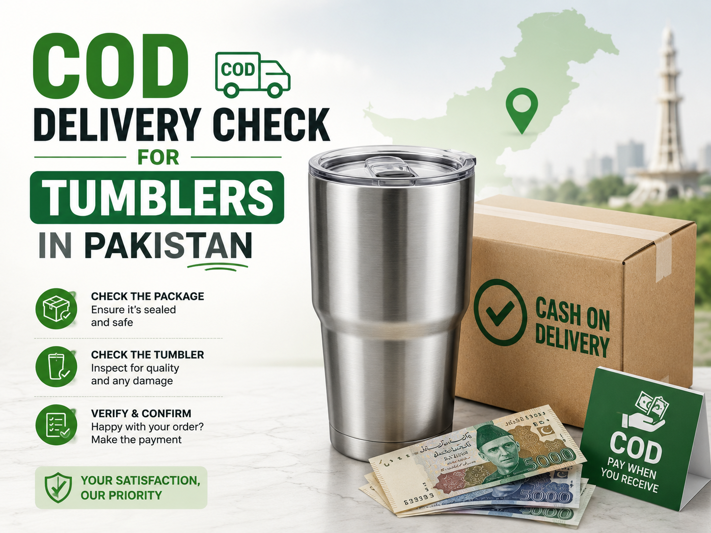 online tumbler shopping guide in Pakistan COD delivery inspection checklist