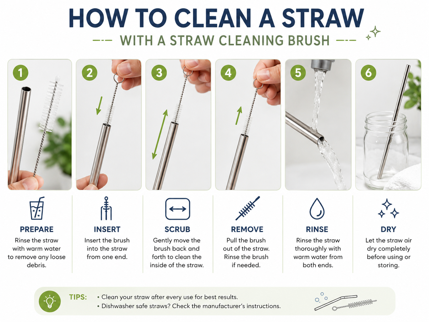 straw cleaning brush used with tumbler cleaning brushes