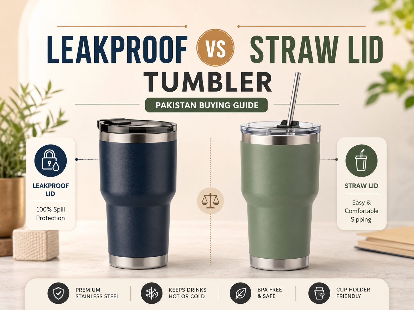 online tumbler shopping guide in Pakistan lid types leakproof vs straw