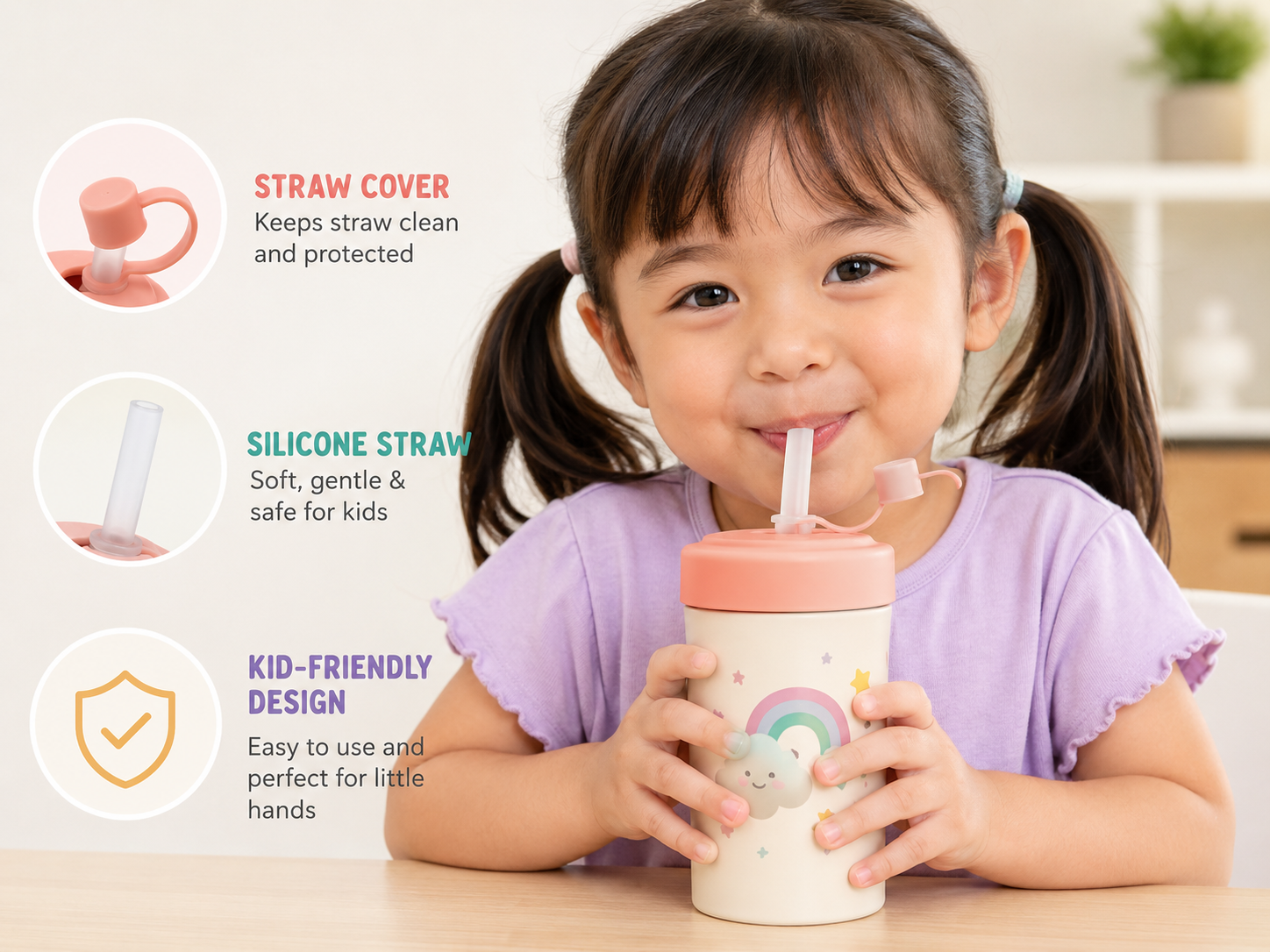 Kids-Friendly Tumbler Accessories straw cover for hygiene