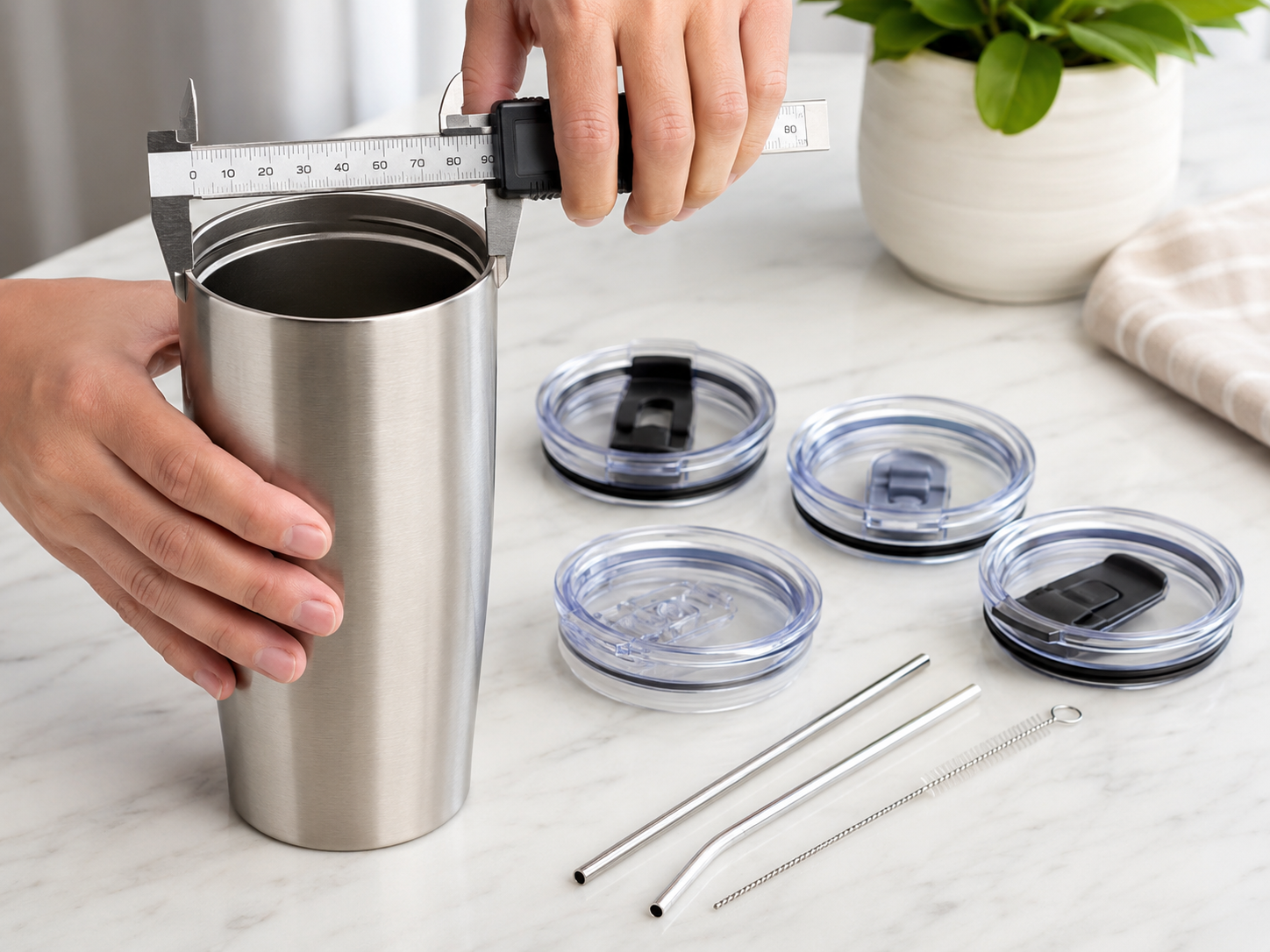 How to measure diameter for replacement lids and straws