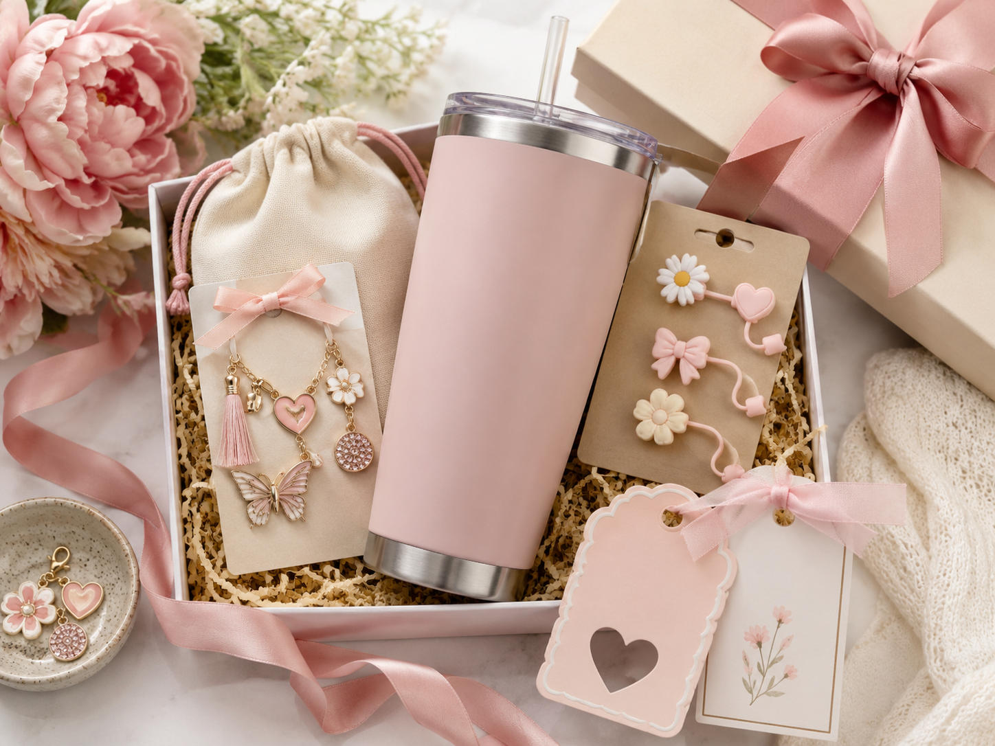 tumbler gift bundle for cute aesthetic tumbler add-ons trend Pakistan