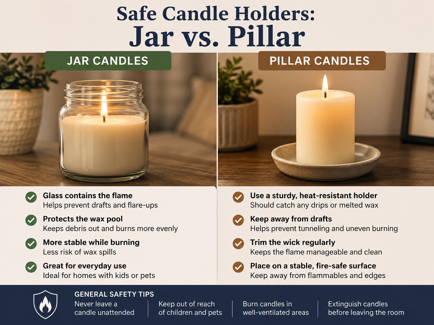 : candle safety tips for homes jar candle vs pillar candle holder