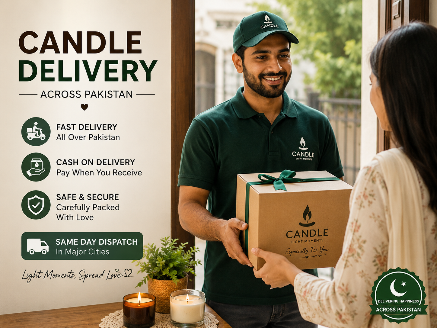 Safe candle packaging for delivery COD Pakistan