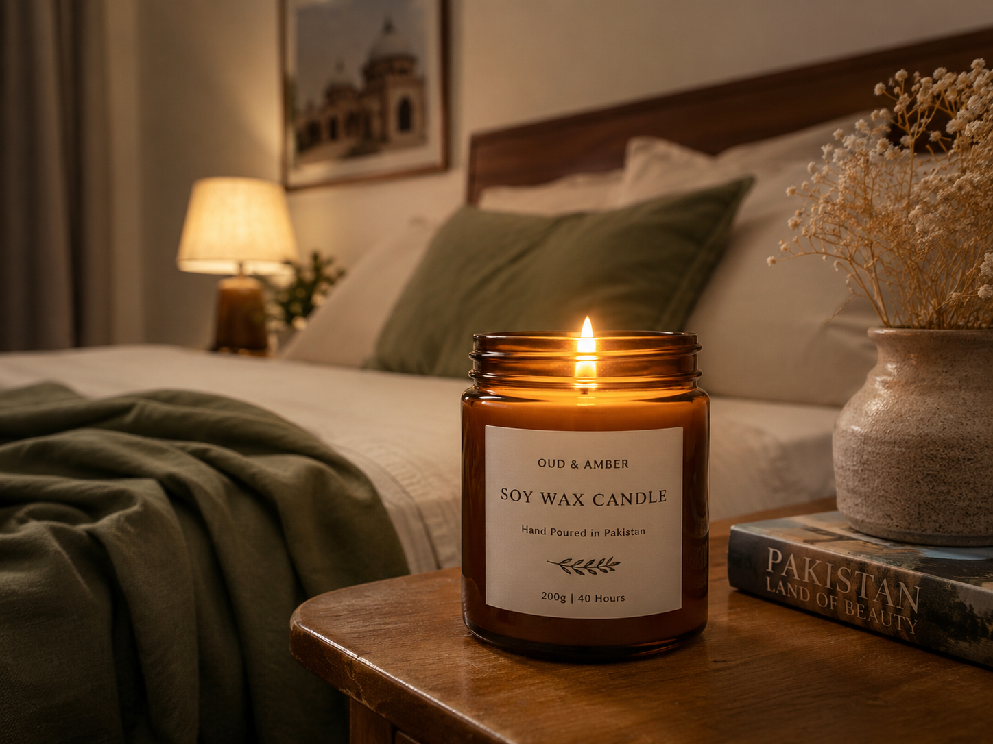 Soy wax jar candle for bedroom styling — home décor candles trends in Pakistan