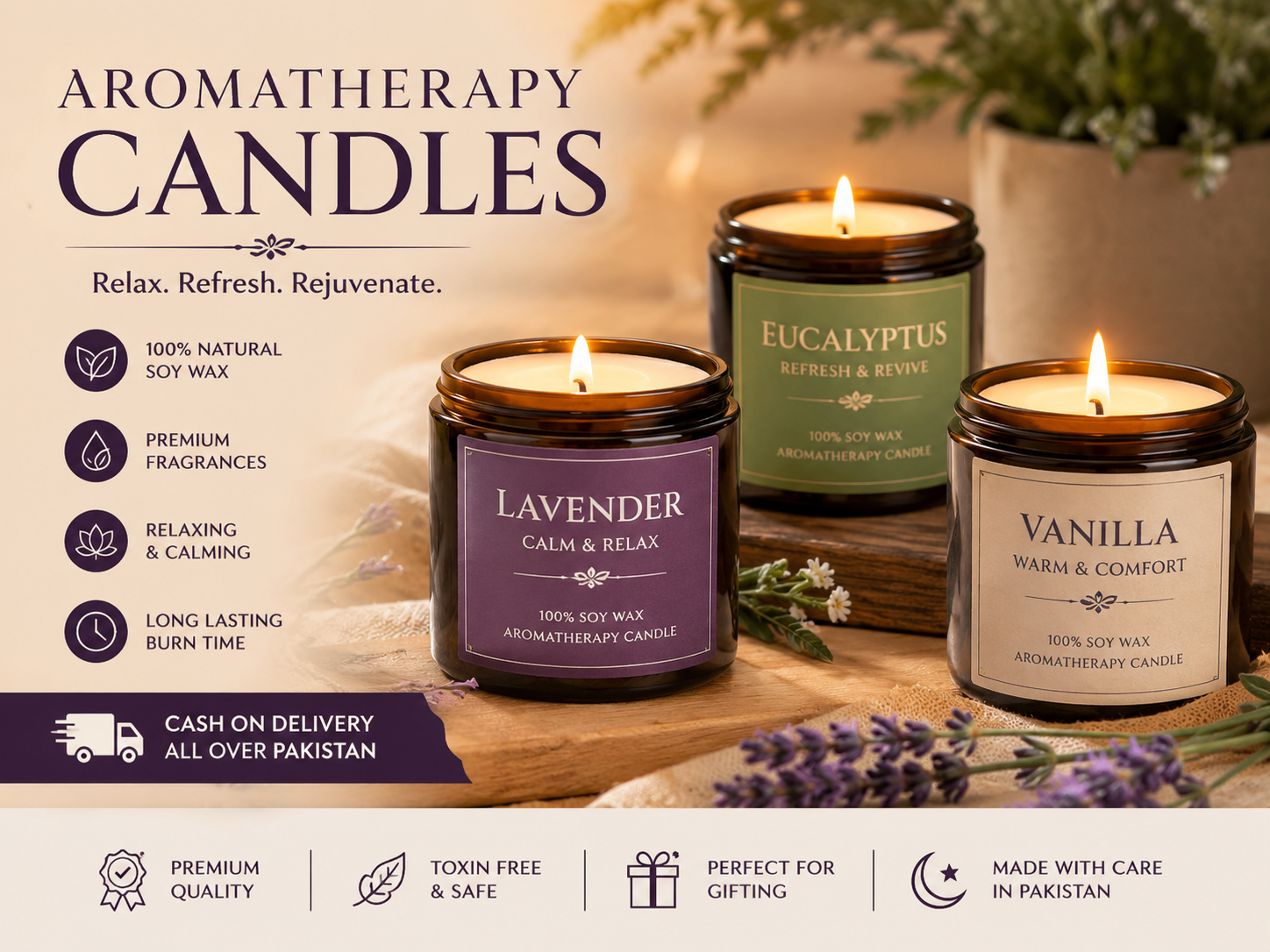relaxation and stress-relief candle scents order online with COD in Pakistan