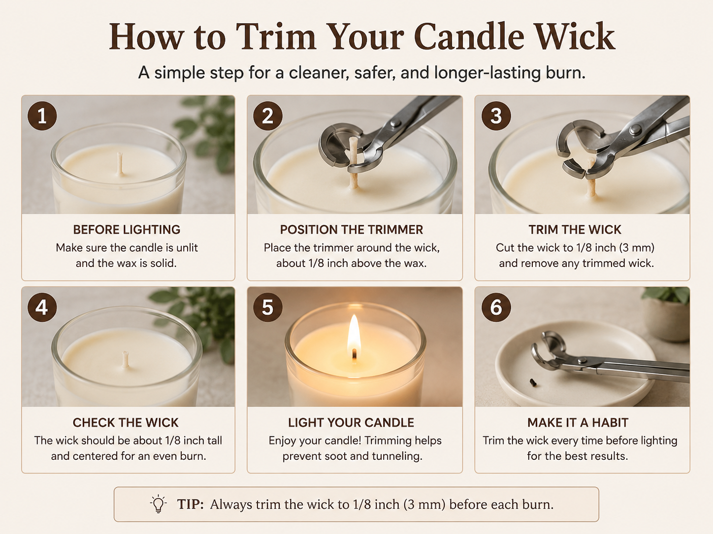 how to trim wick for long-lasting candle