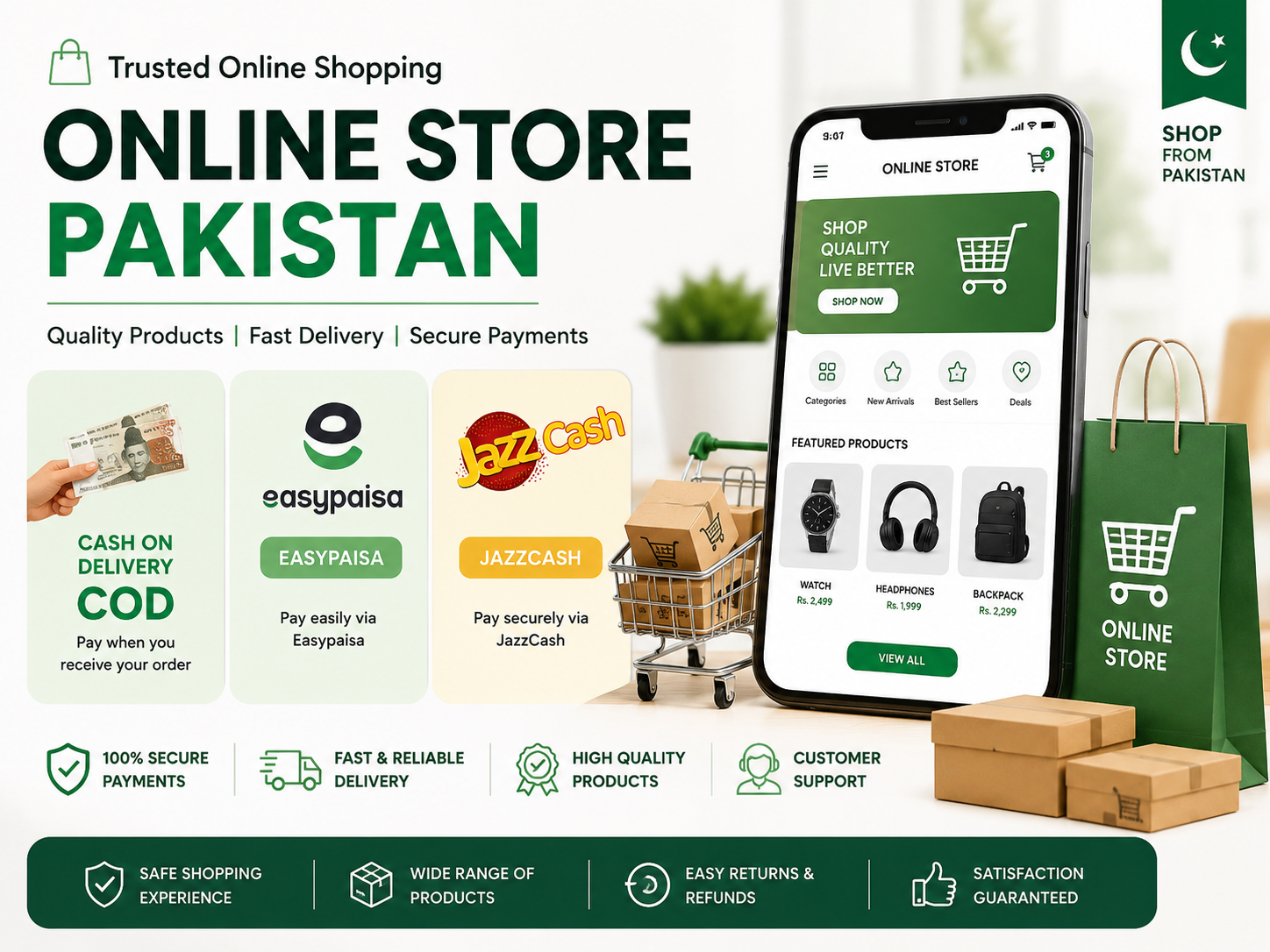 COD Easypaisa JazzCash for Trending E-Commerce Products in Pakistan