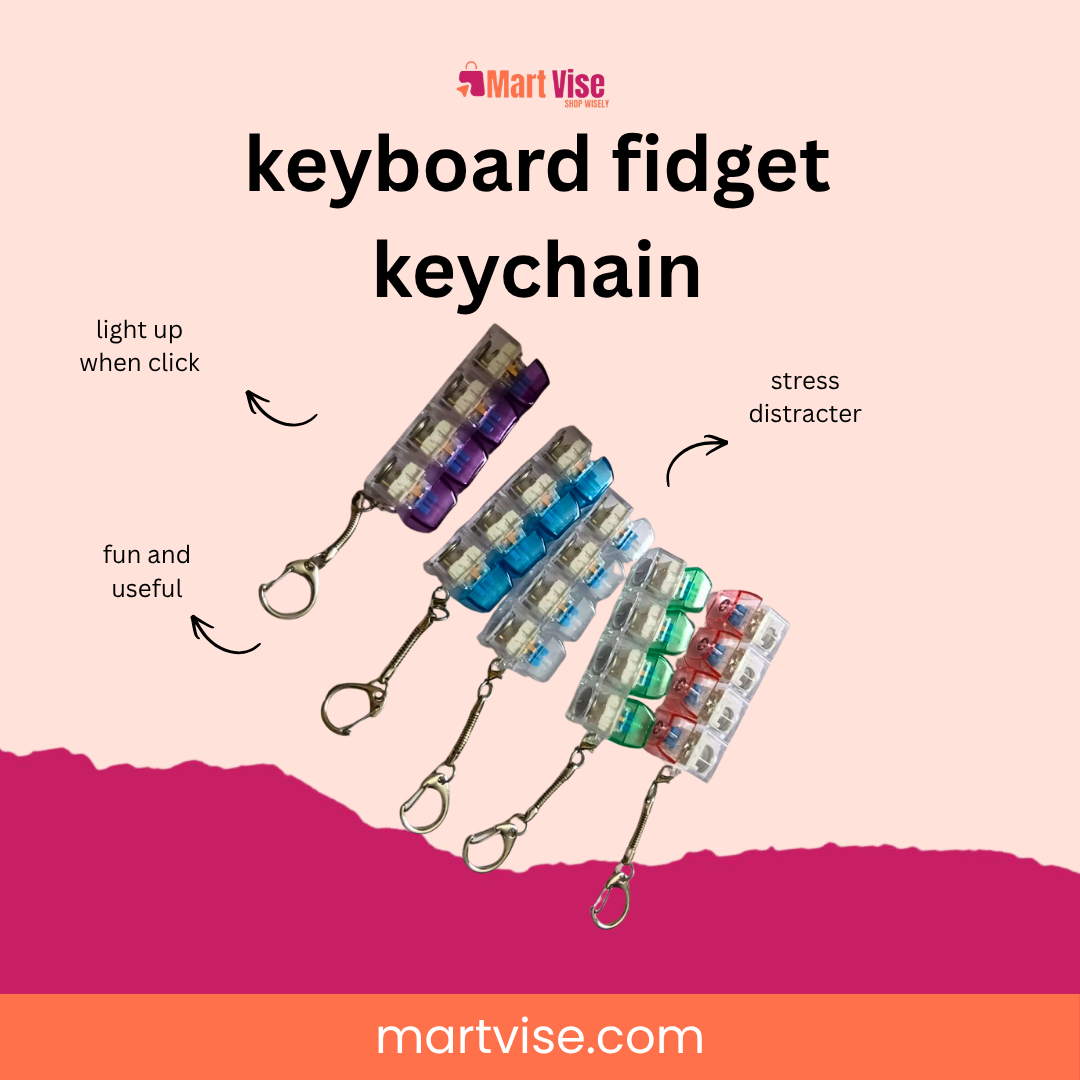 Keyboard Fidget Keychain – Light Up Mini Keyboard Fidget Toy
